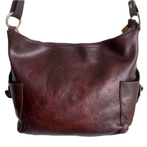 Valentina Vintage Reddish Rustic Brown Leather Zip Shoulder‎ Bag